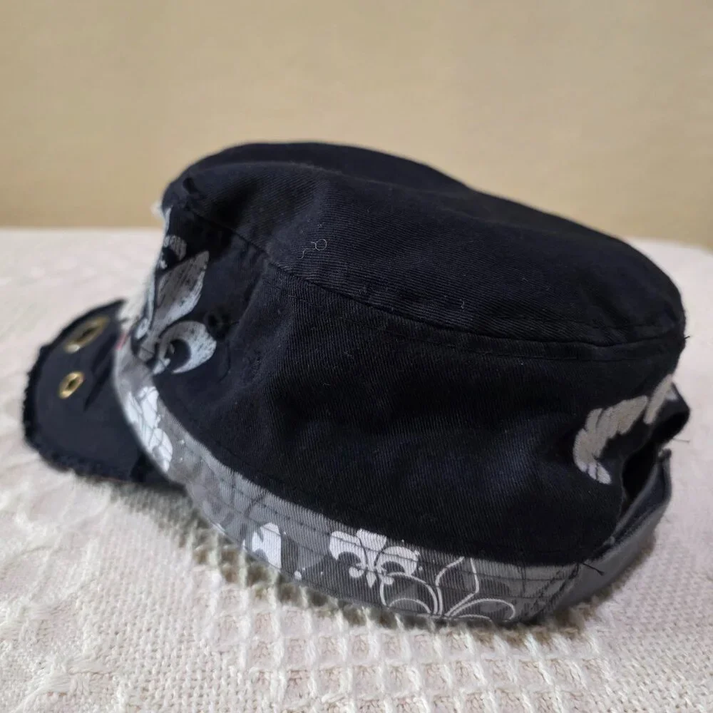 Womens Black New Orleans Rhinestone Flat Top Cute Baseball Ball Cap Hat